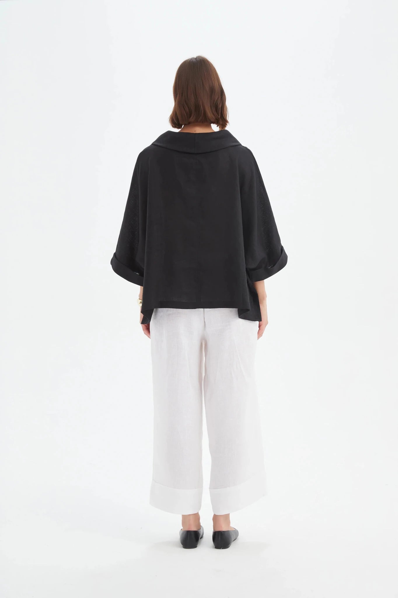 picture of Tirelli Funnel Neck Linen Boxy Top - Black - Number Two - womens - fashion - clothing - Tirelli 3