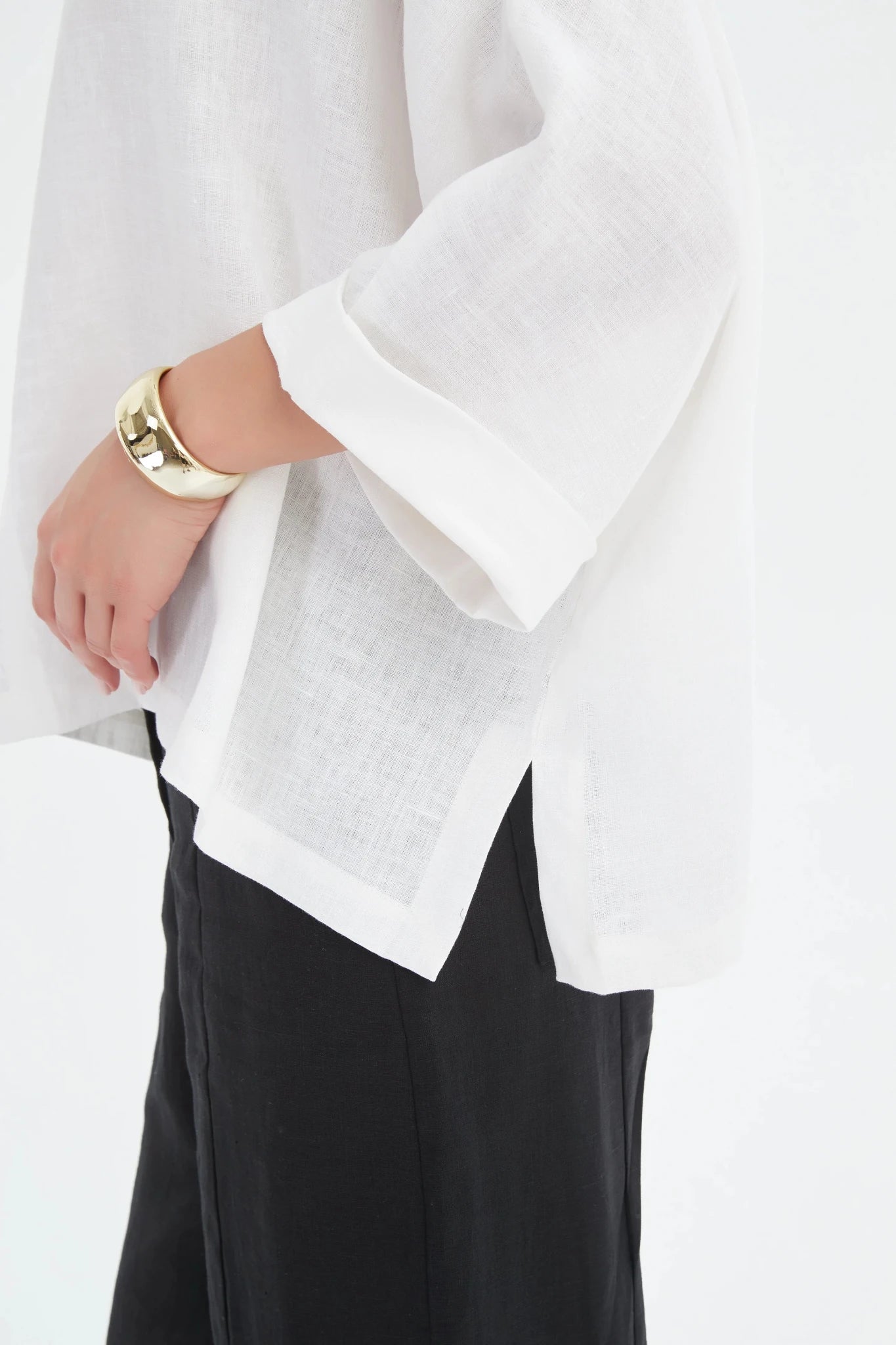 picture of Tirelli Funnel Neck Linen Boxy Top - White - Number Two - womens - fashion - clothing - Tirelli 3