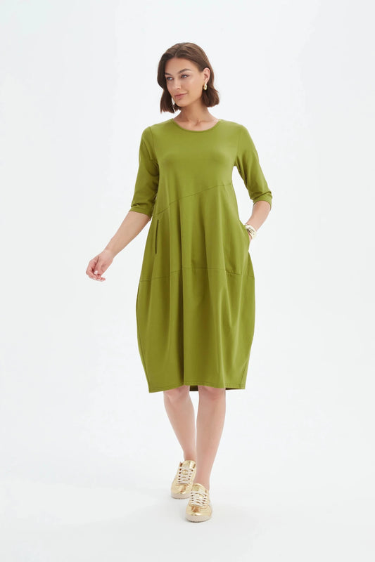picture of Tirelli Diagonal Seam Summer Dress - Chartreuse - Number Two - womens - fashion - clothing - Tirelli 1