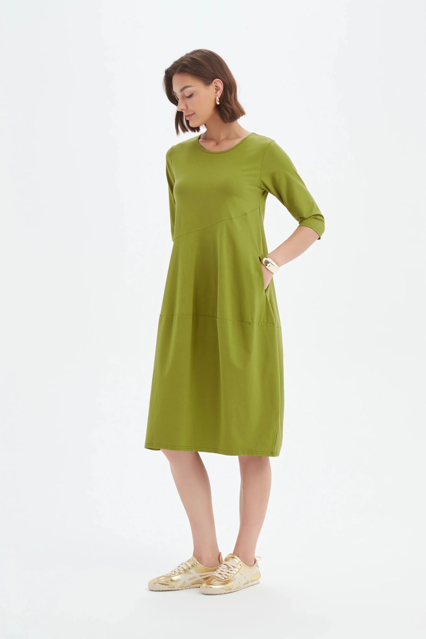 picture of Tirelli Diagonal Seam Summer Dress - Chartreuse - Number Two - womens - fashion - clothing - Tirelli 4