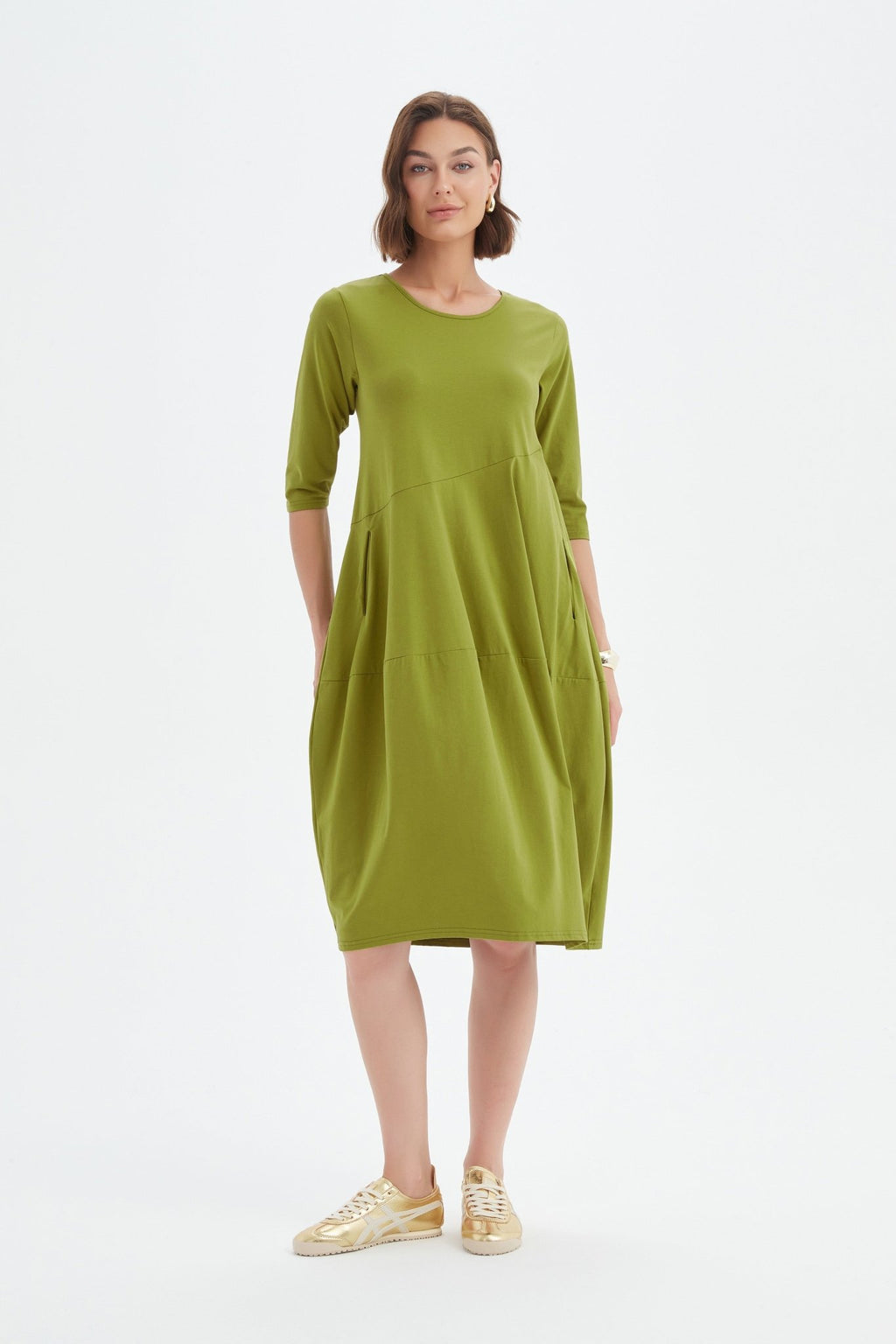 picture of Tirelli Diagonal Seam Summer Dress - Chartreuse - Number Two - womens - fashion - clothing - Tirelli 5