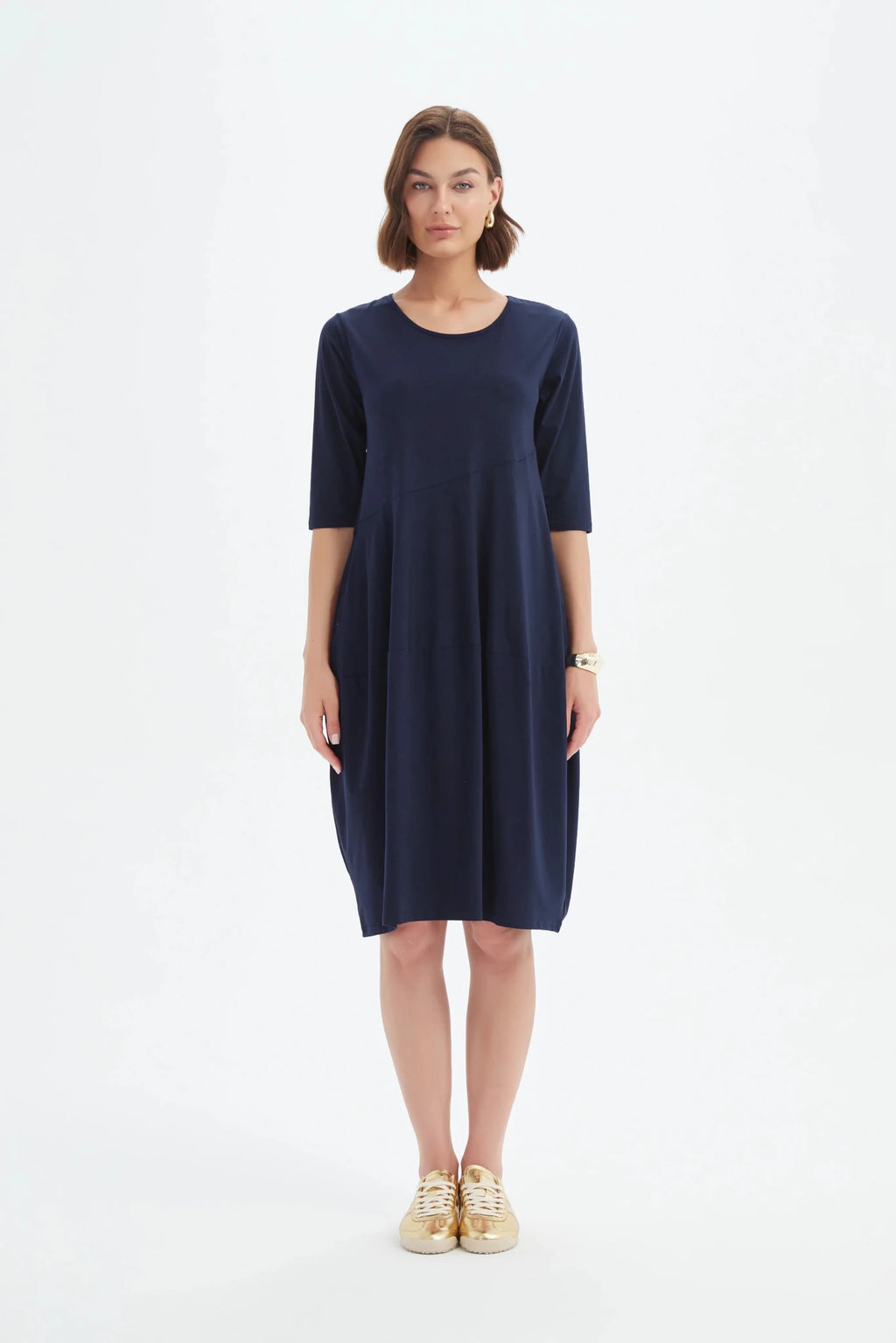 picture of Tirelli Diagonal Seam Summer Dress - Navy - Number Two - womens - fashion - clothing - Tirelli 4