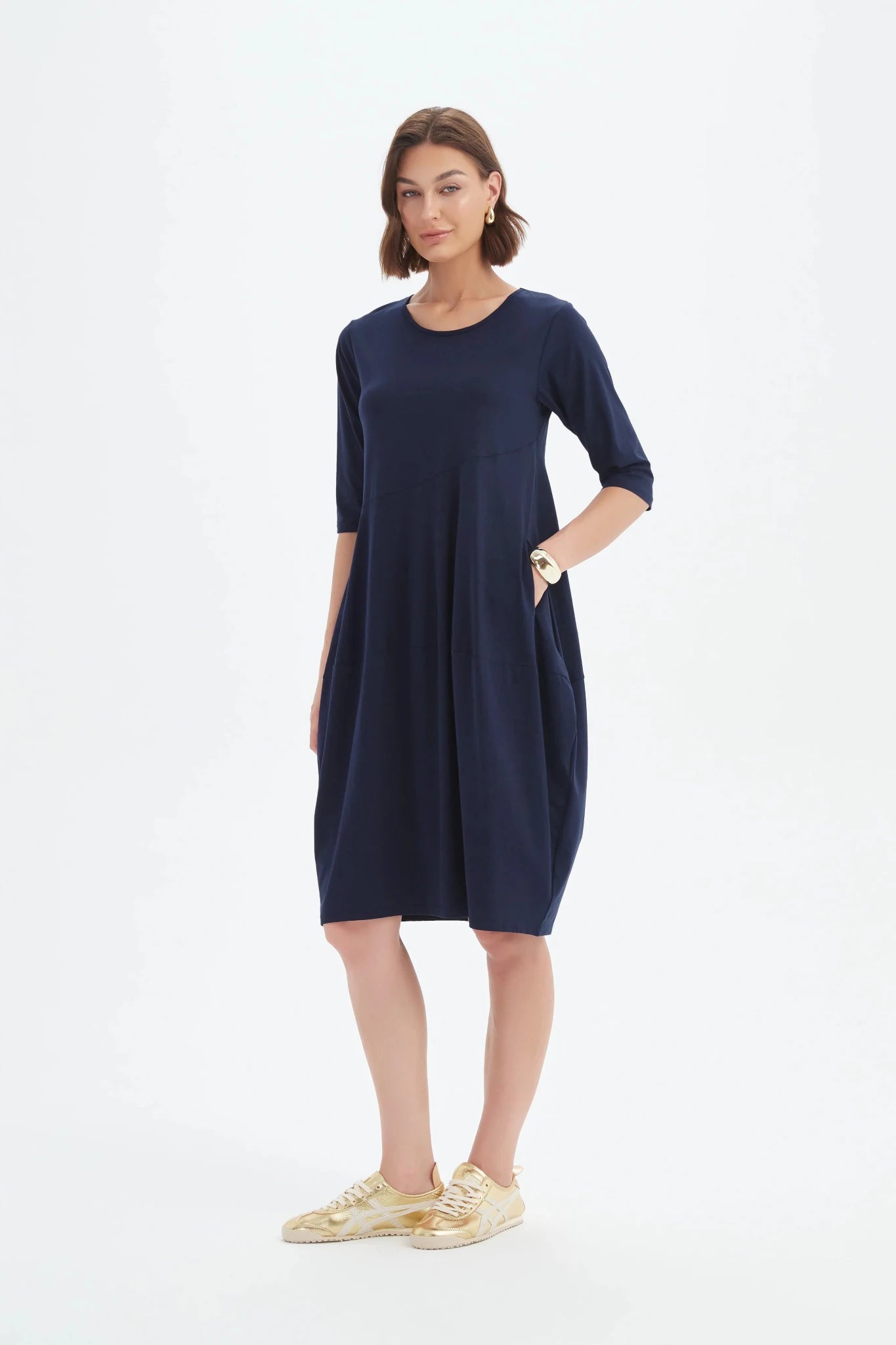 picture of Tirelli Diagonal Seam Summer Dress - Navy - Number Two - womens - fashion - clothing - Tirelli 2