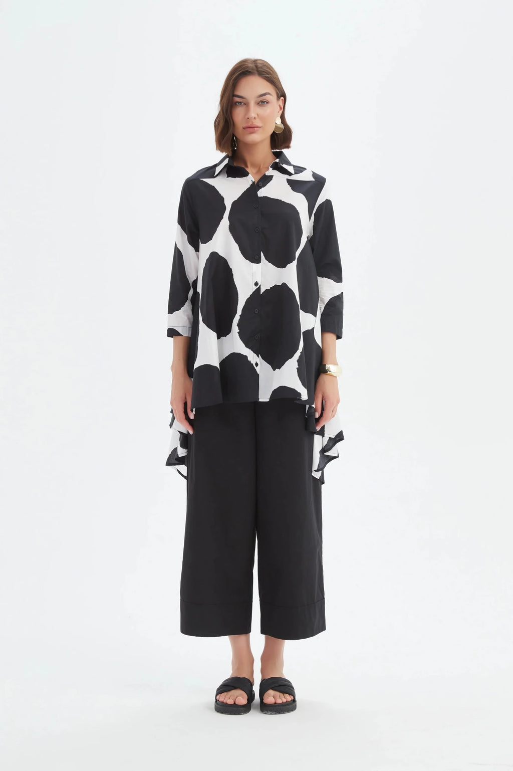 picture of Tirelli Swing Back Print Shirt - Black/White Spot - Number Two - womens - fashion - clothing - Tirelli 5