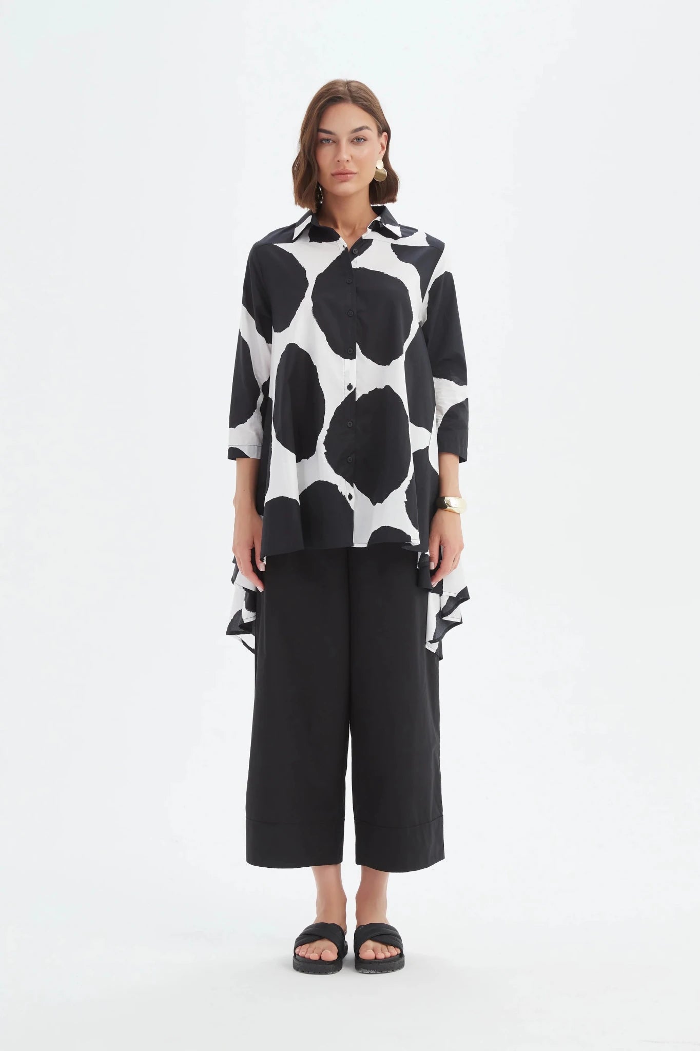 picture of Tirelli Swing Back Print Shirt - Black/White Spot - Number Two - womens - fashion - clothing - Tirelli 5