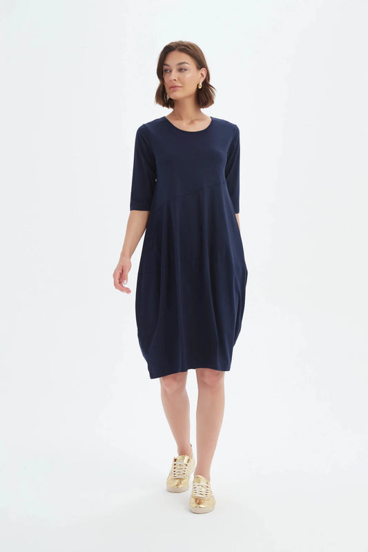 picture of Tirelli Diagonal Seam Summer Dress - Navy - Number Two - womens - fashion - clothing - Tirelli 1