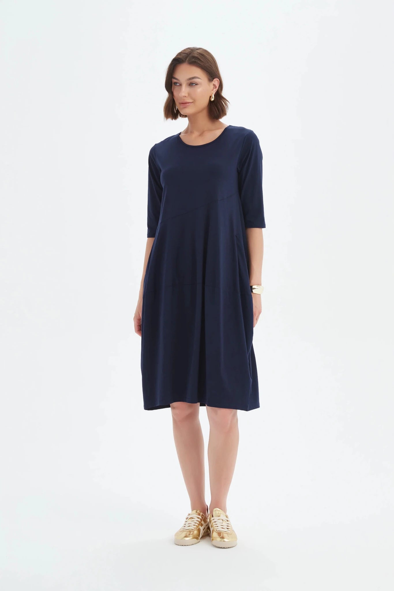 picture of Tirelli Diagonal Seam Summer Dress - Navy - Number Two - womens - fashion - clothing - Tirelli 5