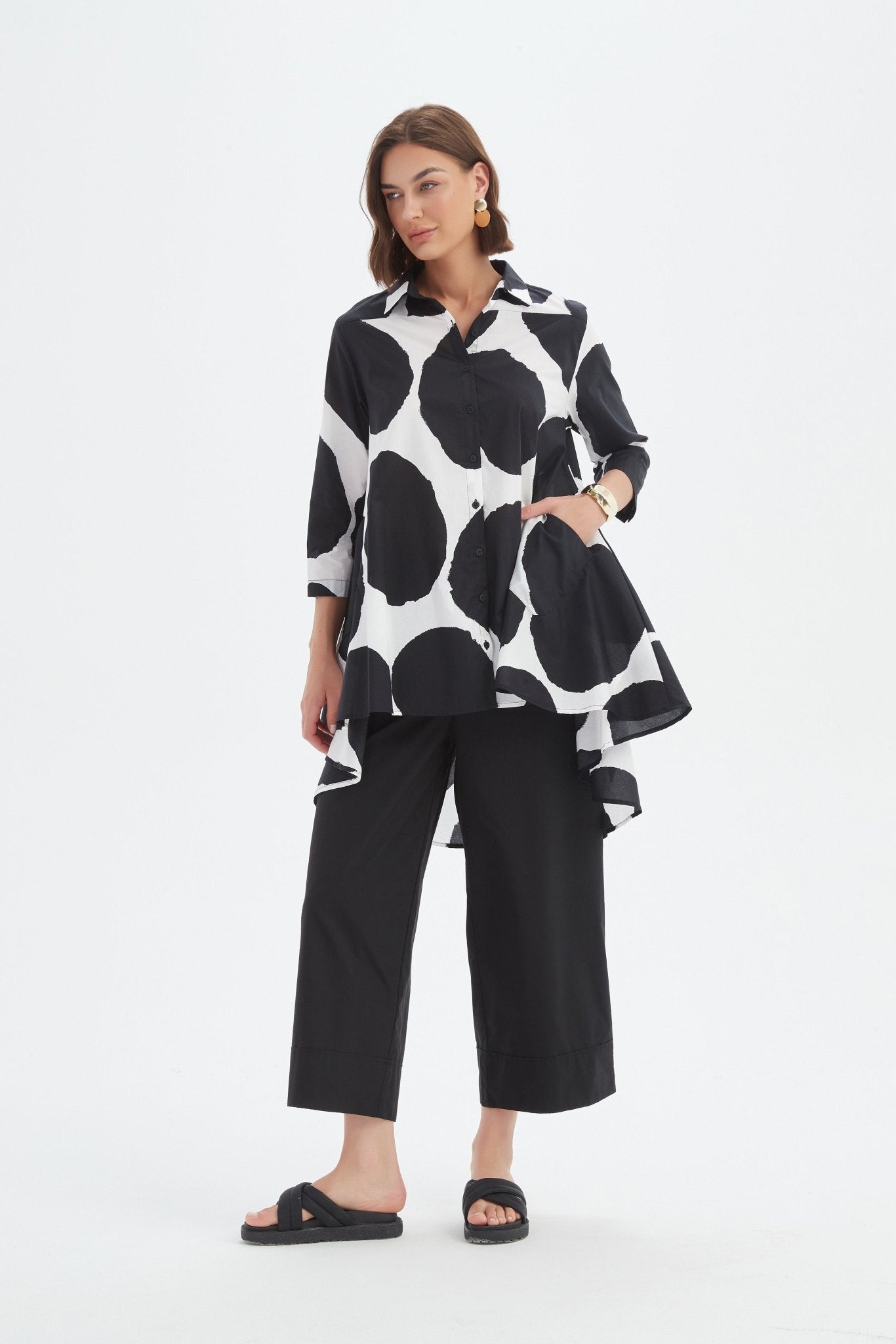 picture of Tirelli Swing Back Print Shirt - Black/White Spot - Number Two - womens - fashion - clothing - Tirelli 2