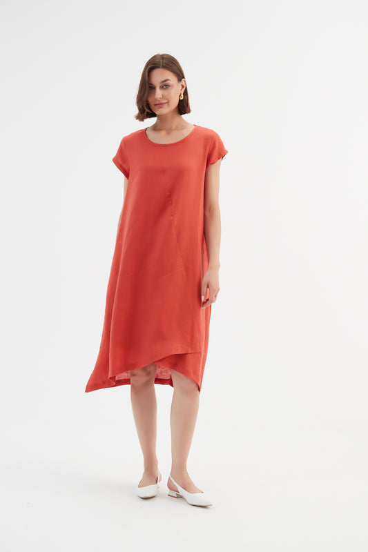 Tirelli Cross Front Detail Dress Vermillion