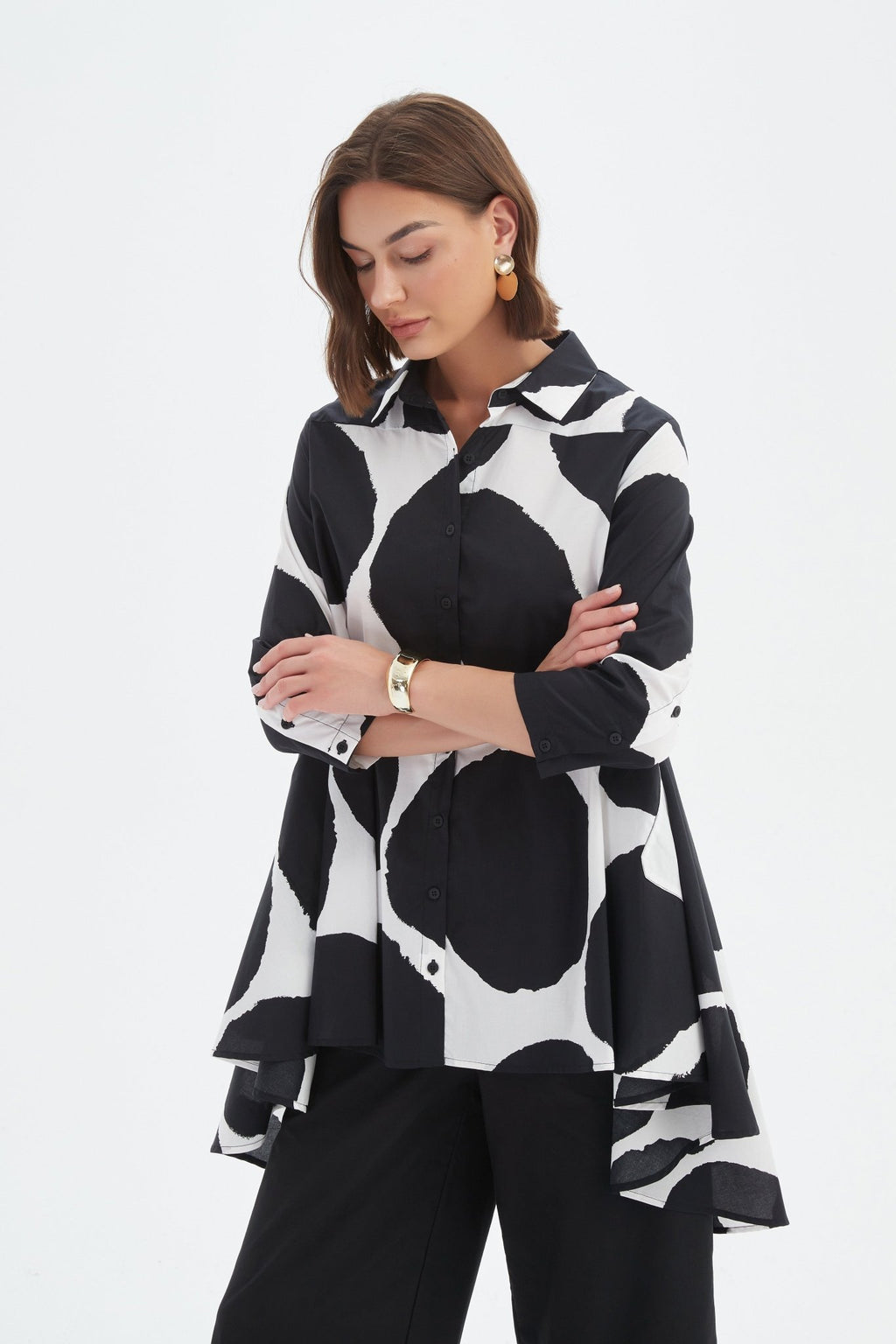 picture of Tirelli Swing Back Print Shirt - Black/White Spot - Number Two - womens - fashion - clothing - Tirelli 3