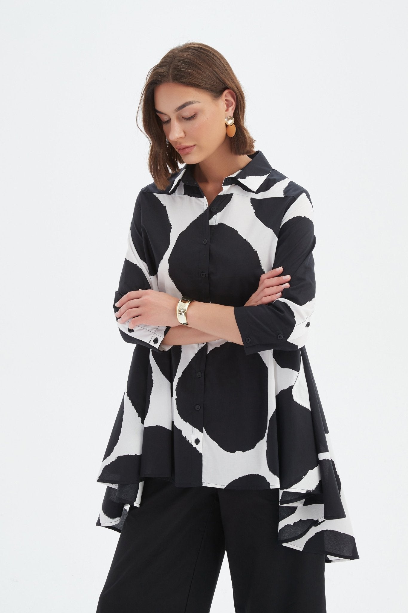 picture of Tirelli Swing Back Print Shirt - Black/White Spot - Number Two - womens - fashion - clothing - Tirelli 3
