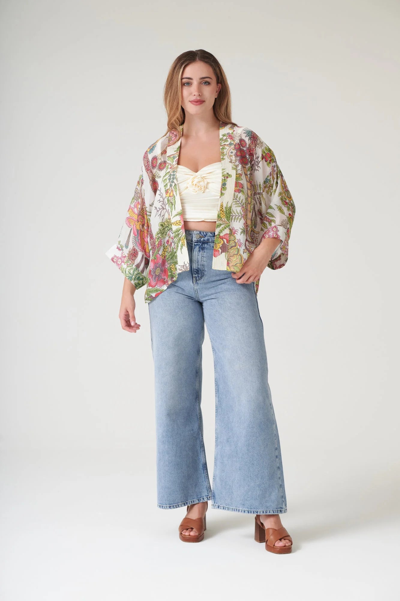 picture of One Hundred Stars Kimono - Boho Garden Ecru - Number Two - womens - fashion - clothing - One Hundred Stars 5