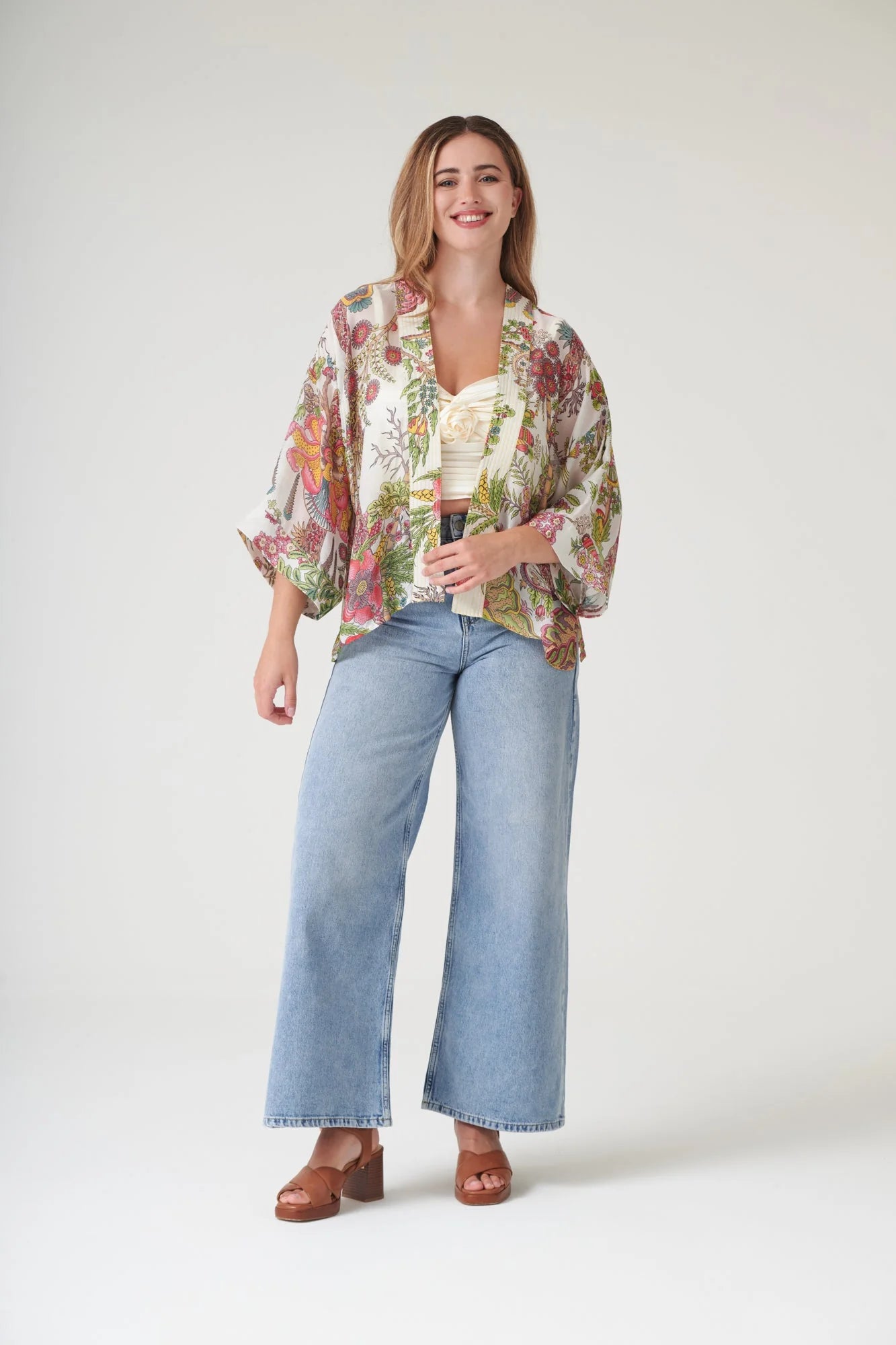 picture of One Hundred Stars Kimono - Boho Garden Ecru - Number Two - womens - fashion - clothing - One Hundred Stars 9