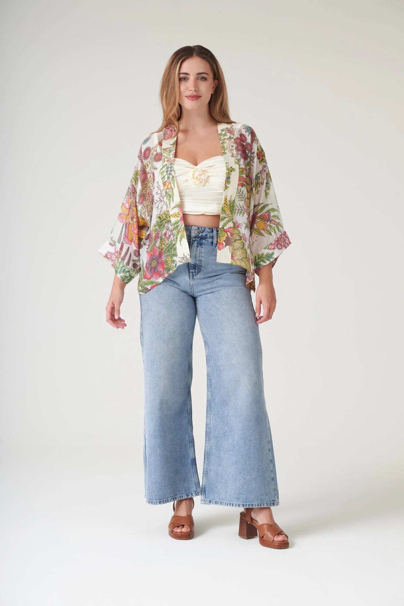 picture of One Hundred Stars Kimono - Boho Garden Ecru - Number Two - womens - fashion - clothing - One Hundred Stars 7