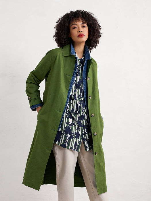 Seasalt Boscastle Organic Cotton Mac Forest Green