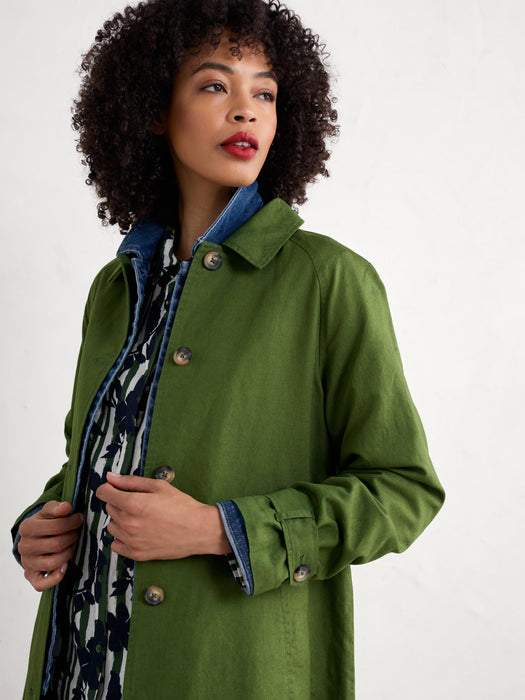 Seasalt Boscastle Organic Cotton Mac Forest Green