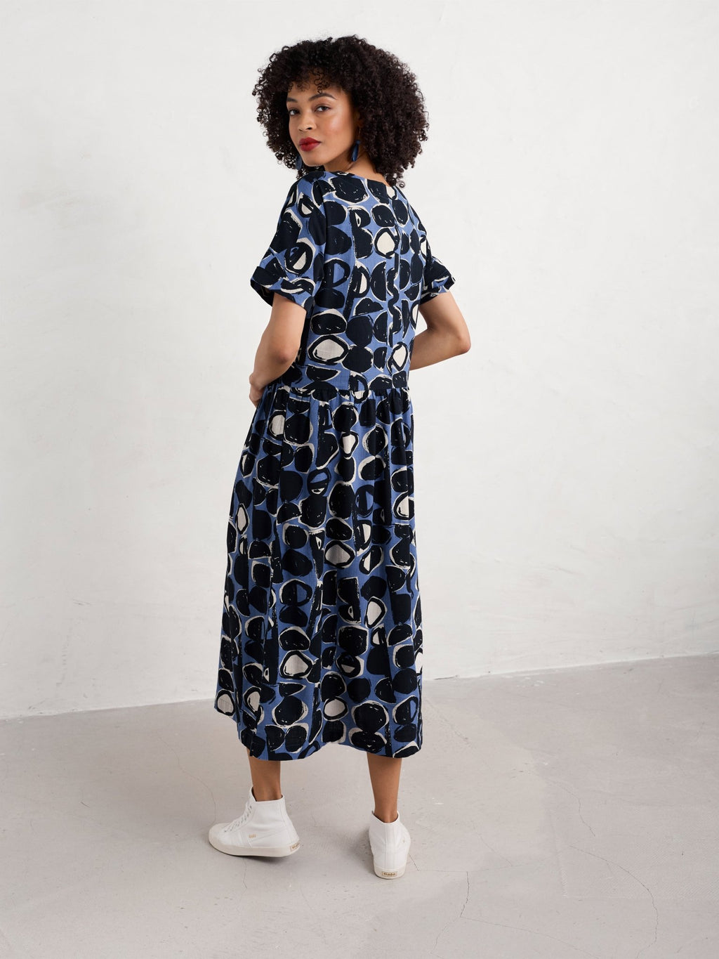 picture of Seasalt Brouse Dress Organic Cotton Pebble Monoprint Mussel - Number Two - womens - fashion - ethical - clothing