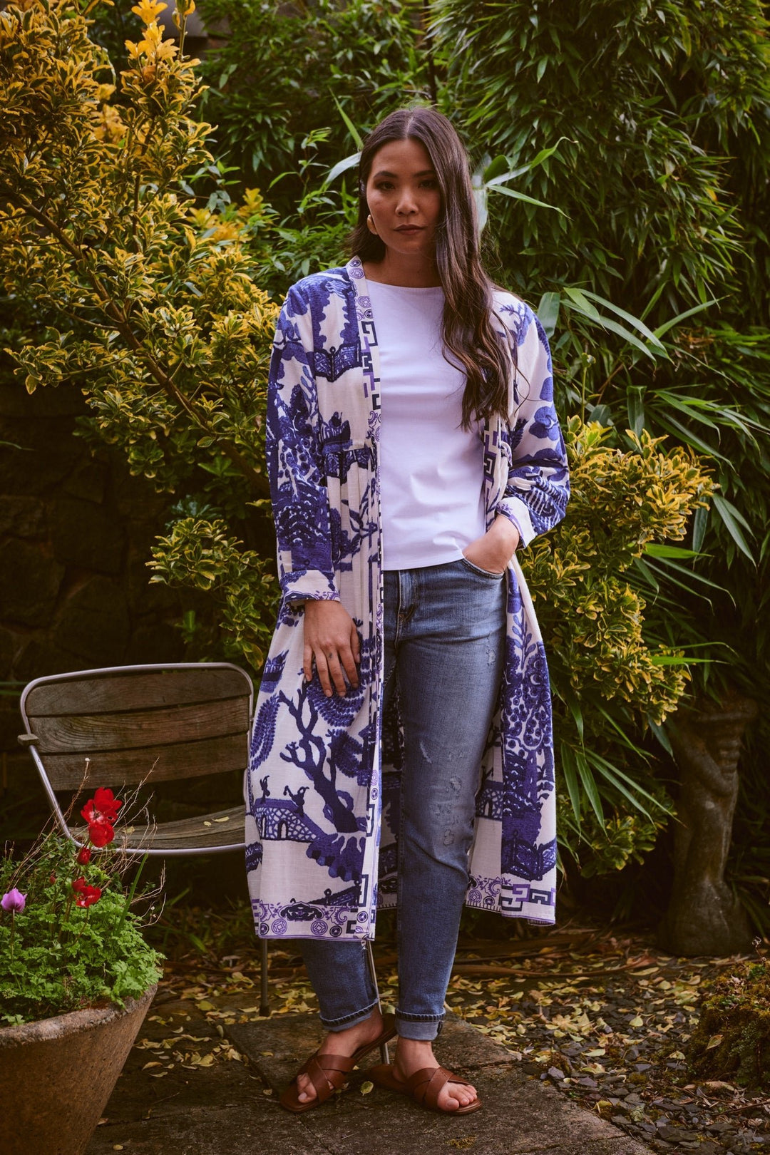 One Hundred Stars Duster Jacket Giant Willow Blue