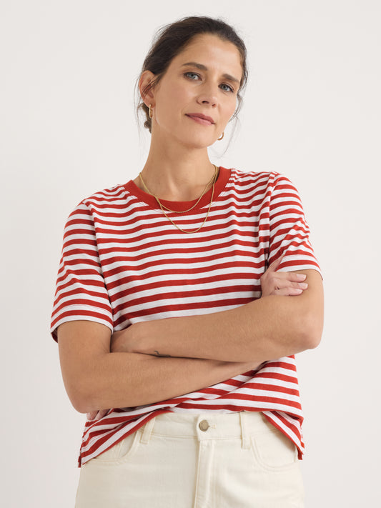 Seasalt Copseland T-Shirt Organic Cotton Jersey Chalk Dark Cinnamon
