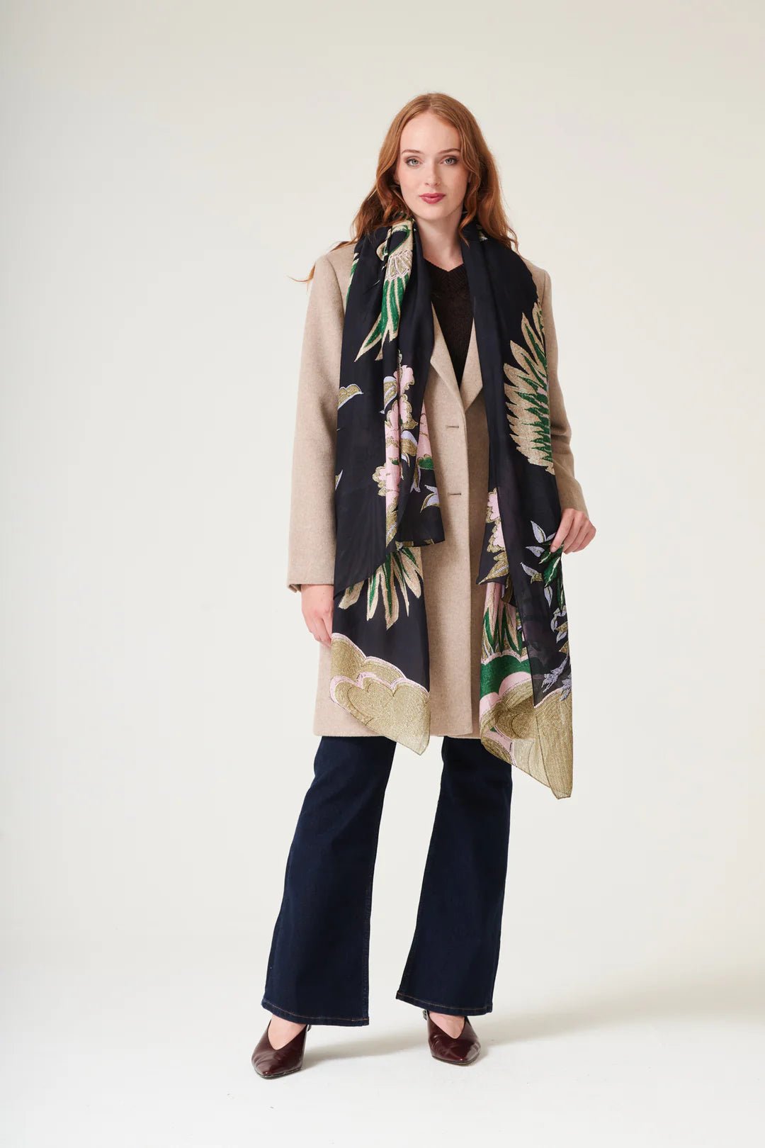 picture of One Hundred Stars Scarf Crane Emerald - Number Two - womens - fashion - accessories - One Hundred Stars 3