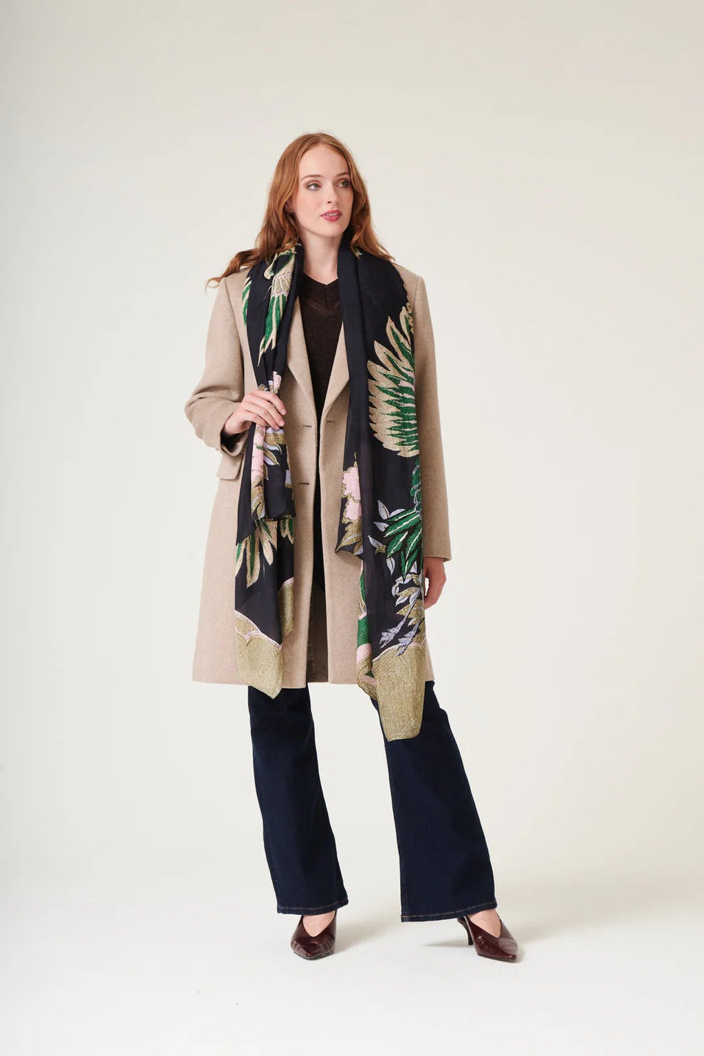 picture of One Hundred Stars Scarf Crane Emerald - Number Two - womens - fashion - accessories - One Hundred Stars 4