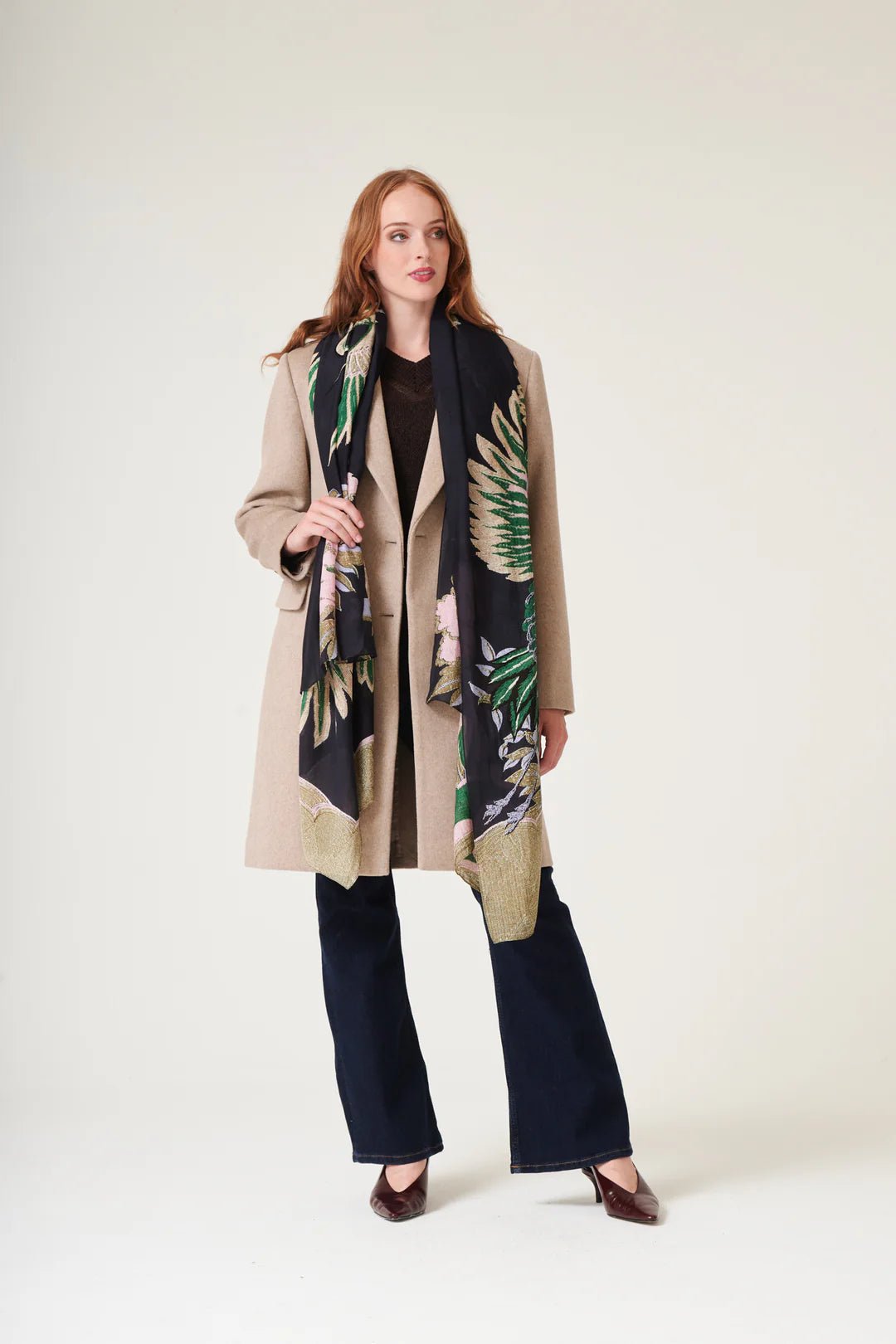 picture of One Hundred Stars Scarf Crane Emerald - Number Two - womens - fashion - accessories - One Hundred Stars 4