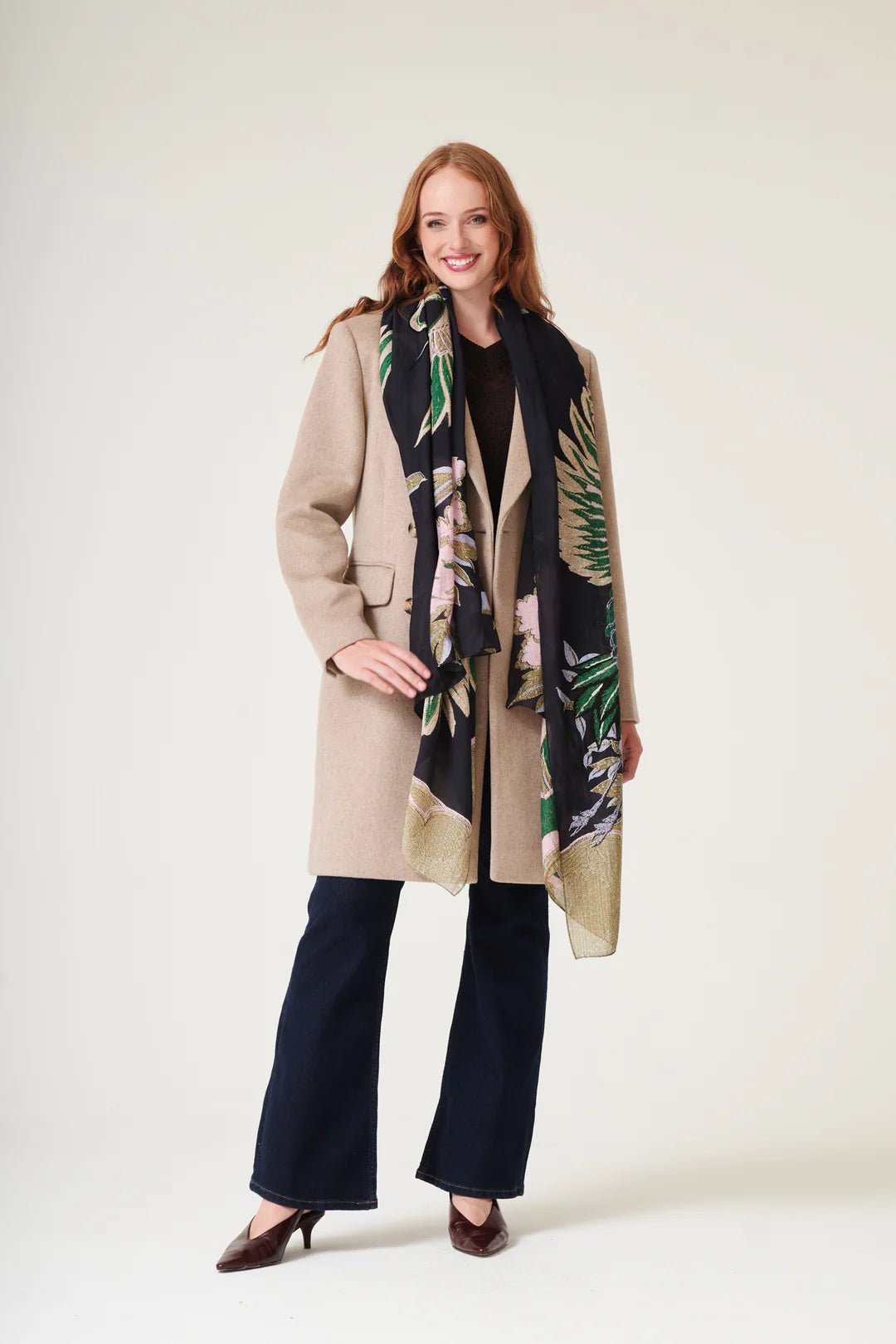 picture of One Hundred Stars Scarf Crane Emerald - Number Two - womens - fashion - accessories - One Hundred Stars 1