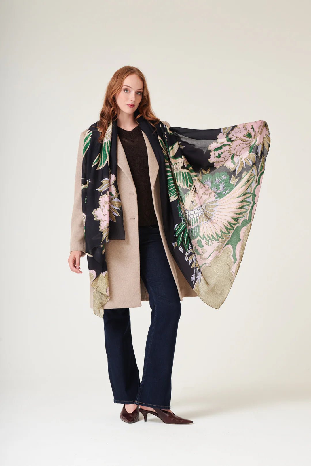 picture of One Hundred Stars Scarf Crane Emerald - Number Two - womens - fashion - accessories - One Hundred Stars 2