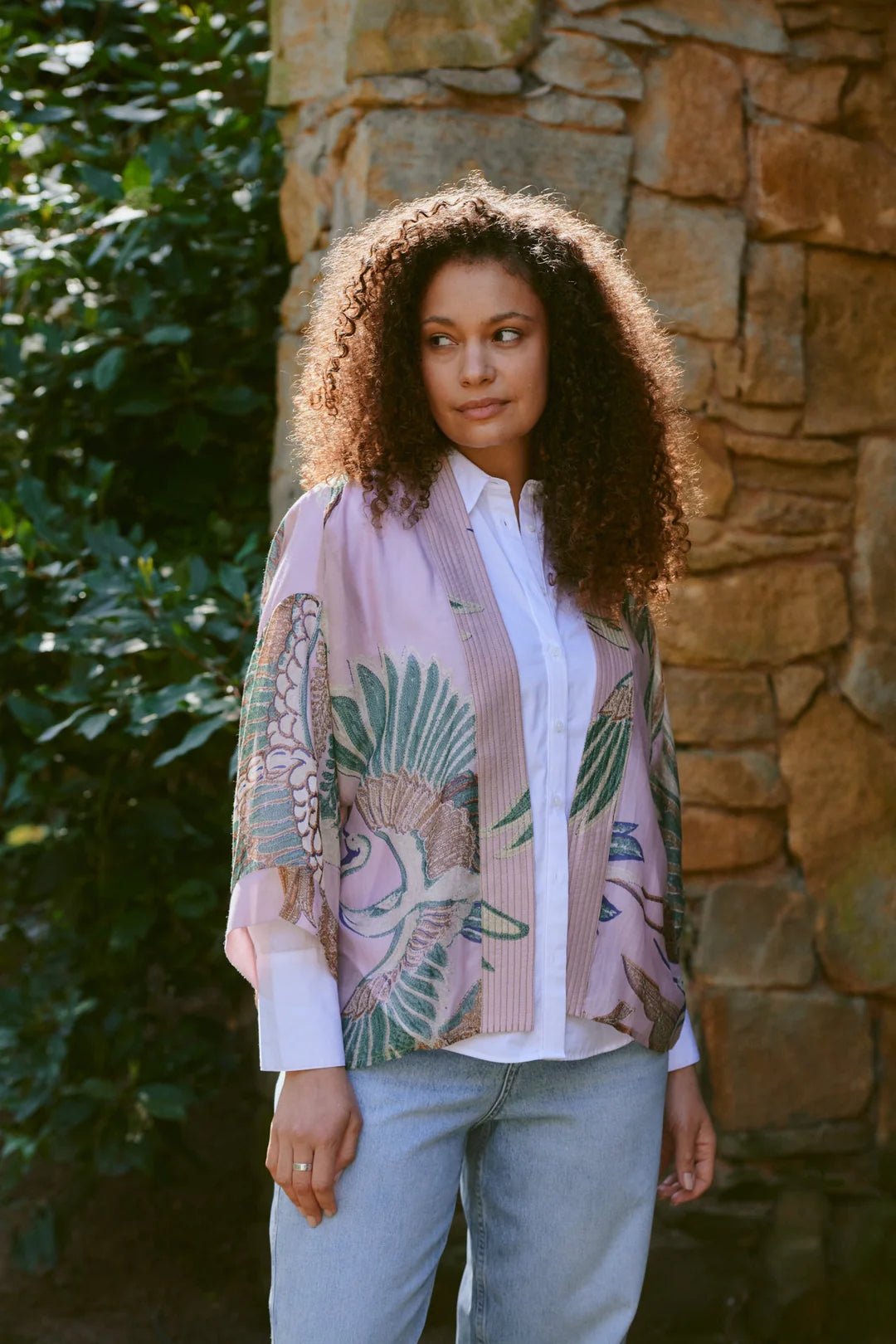 picture of One Hundred Stars Kimono Crane Plaster Pink - Number Two - womens - fashion - clothing - One Hundred Stars 1