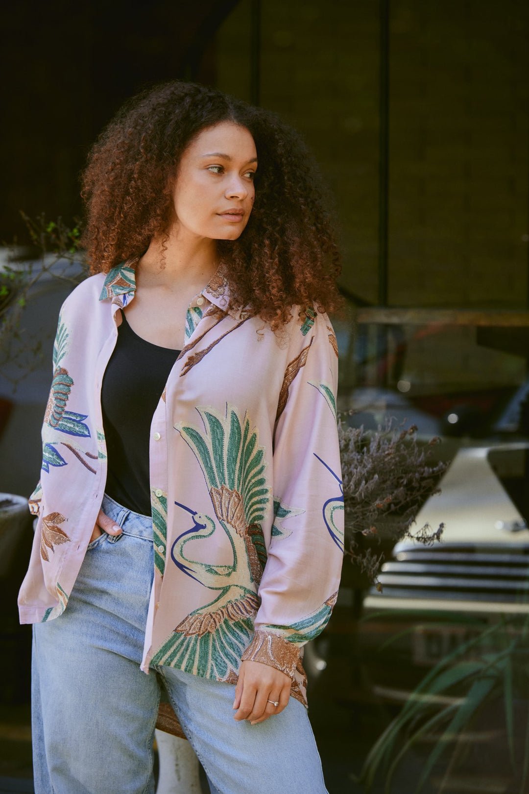 picture of One Hundred Stars Oversized Shirt Crane Plaster Pink - Number Two - womens - fashion - clothing - One Hundred Stars 2