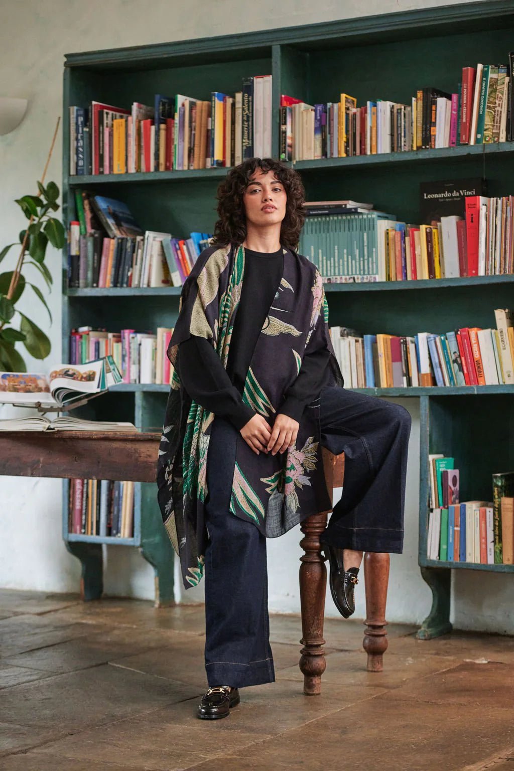 picture of One Hundred Stars Wool Throwover Crane Emerald - Number Two - womens - fashion - accessories - One Hundred Stars 2