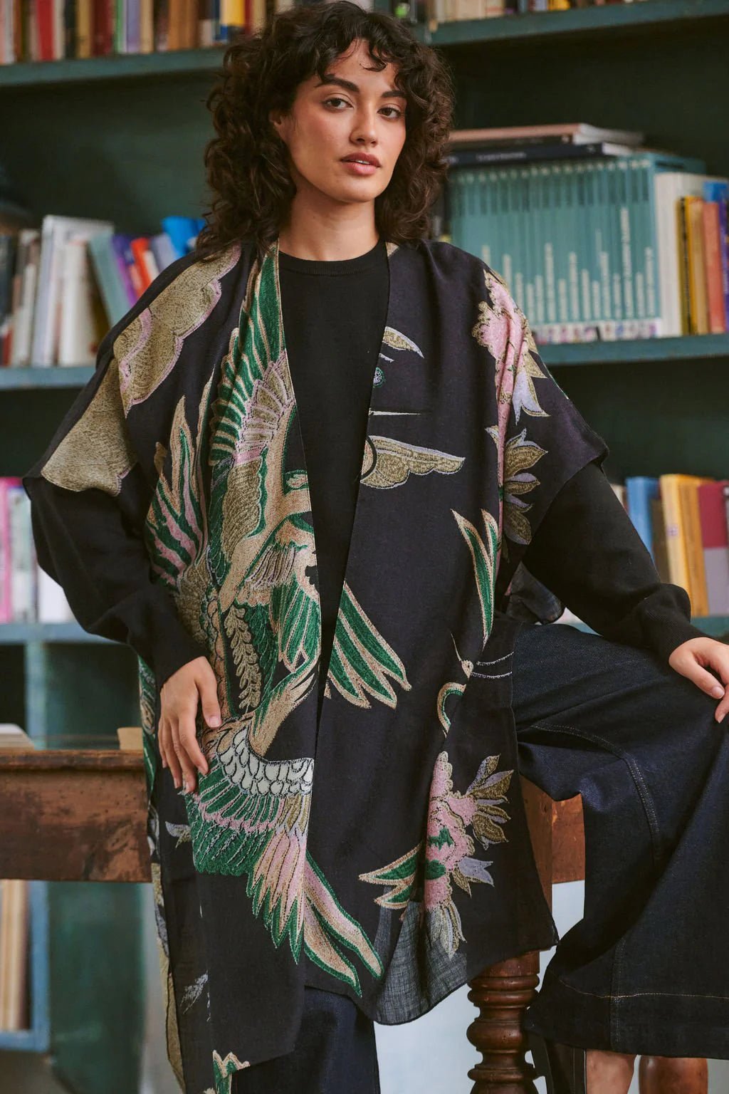 picture of One Hundred Stars Wool Throwover Crane Emerald - Number Two - womens - fashion - accessories - One Hundred Stars 3