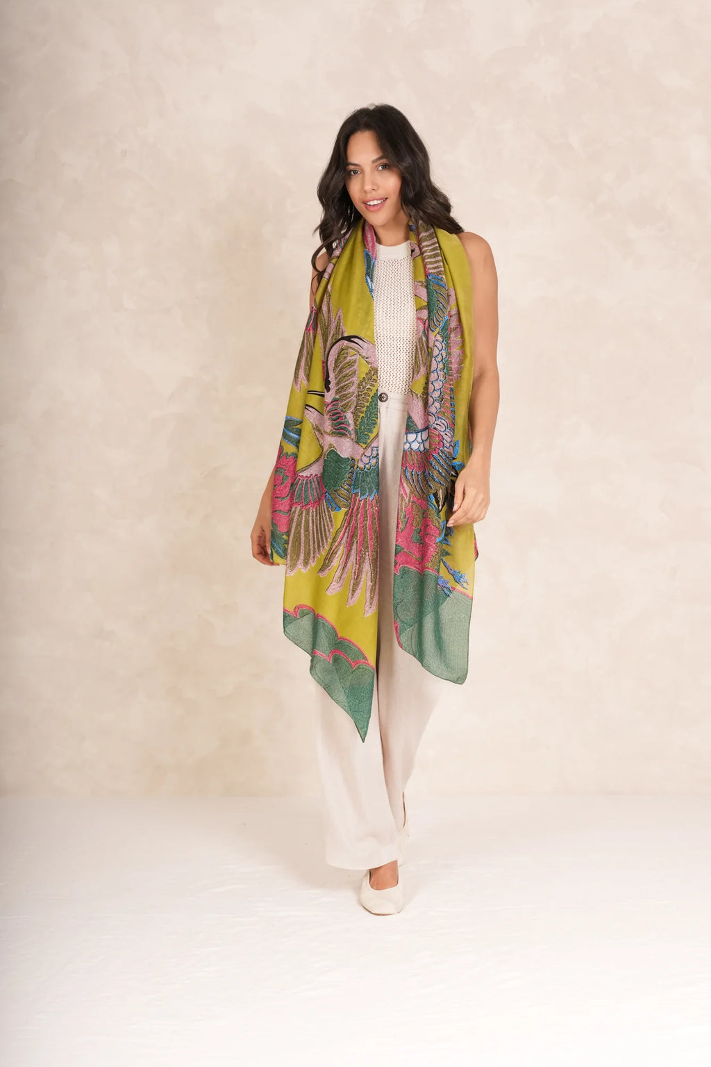 picture of One Hundred Stars Scarf - Crane Olive - Number Two - womens - fashion - accessories - One Hundred Stars 5