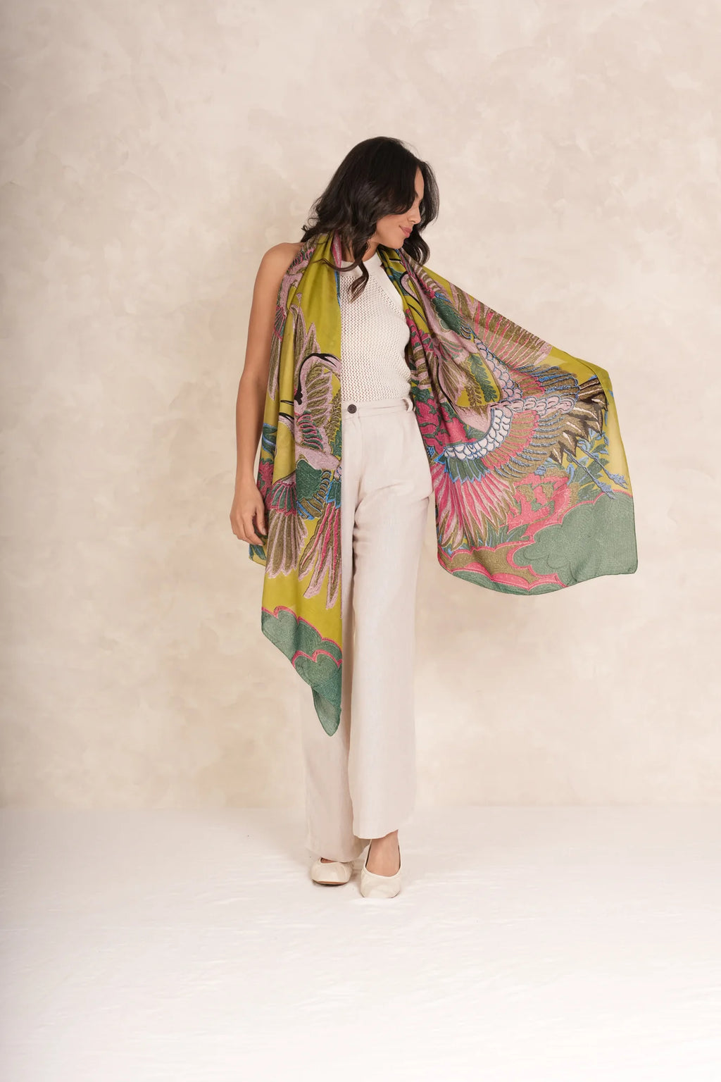 picture of One Hundred Stars Scarf - Crane Olive - Number Two - womens - fashion - accessories - One Hundred Stars 3
