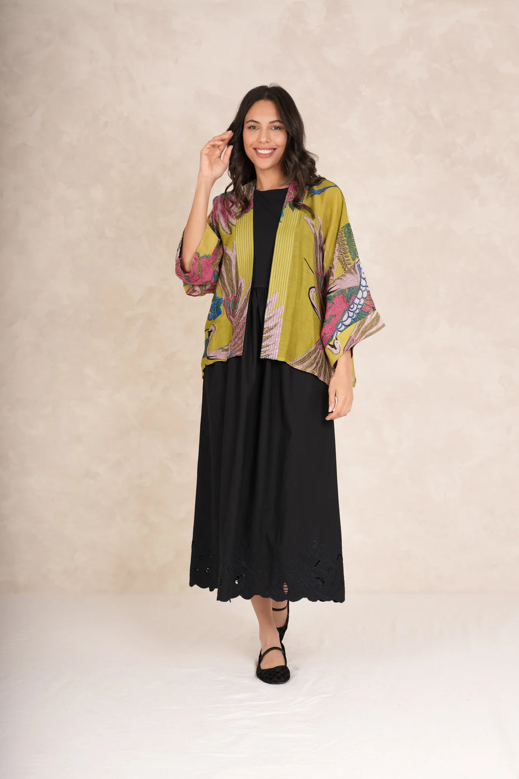 picture of One Hundred Stars Kimono - Crane Olive - Number Two - womens - fashion - clothing - One Hundred Stars 6