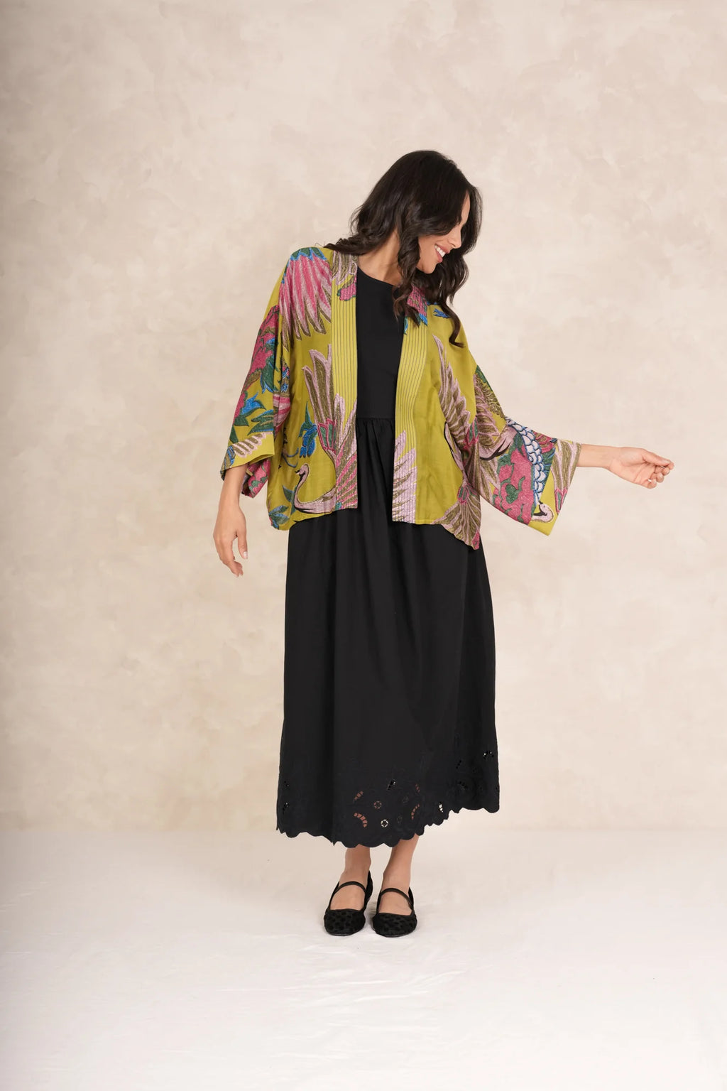 picture of One Hundred Stars Kimono - Crane Olive - Number Two - womens - fashion - clothing - One Hundred Stars 2