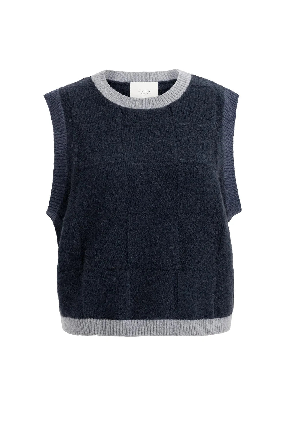 picture of Yaya Soft Knitted Tank with Contrast Trims - Car Black Dessin - Number Two - womens - fashion - clothing - Yaya 1
