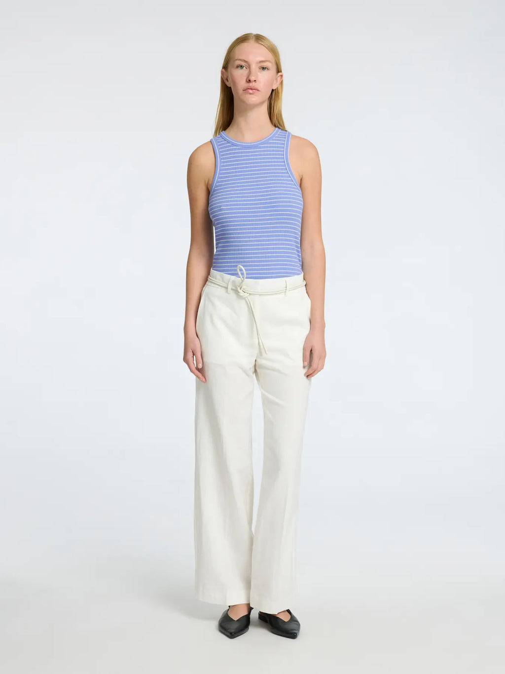 picture of Selected Femme Anna Striped Tank Top Cornflower Blue Snow White - Number Two - womens - fashion - ethical -