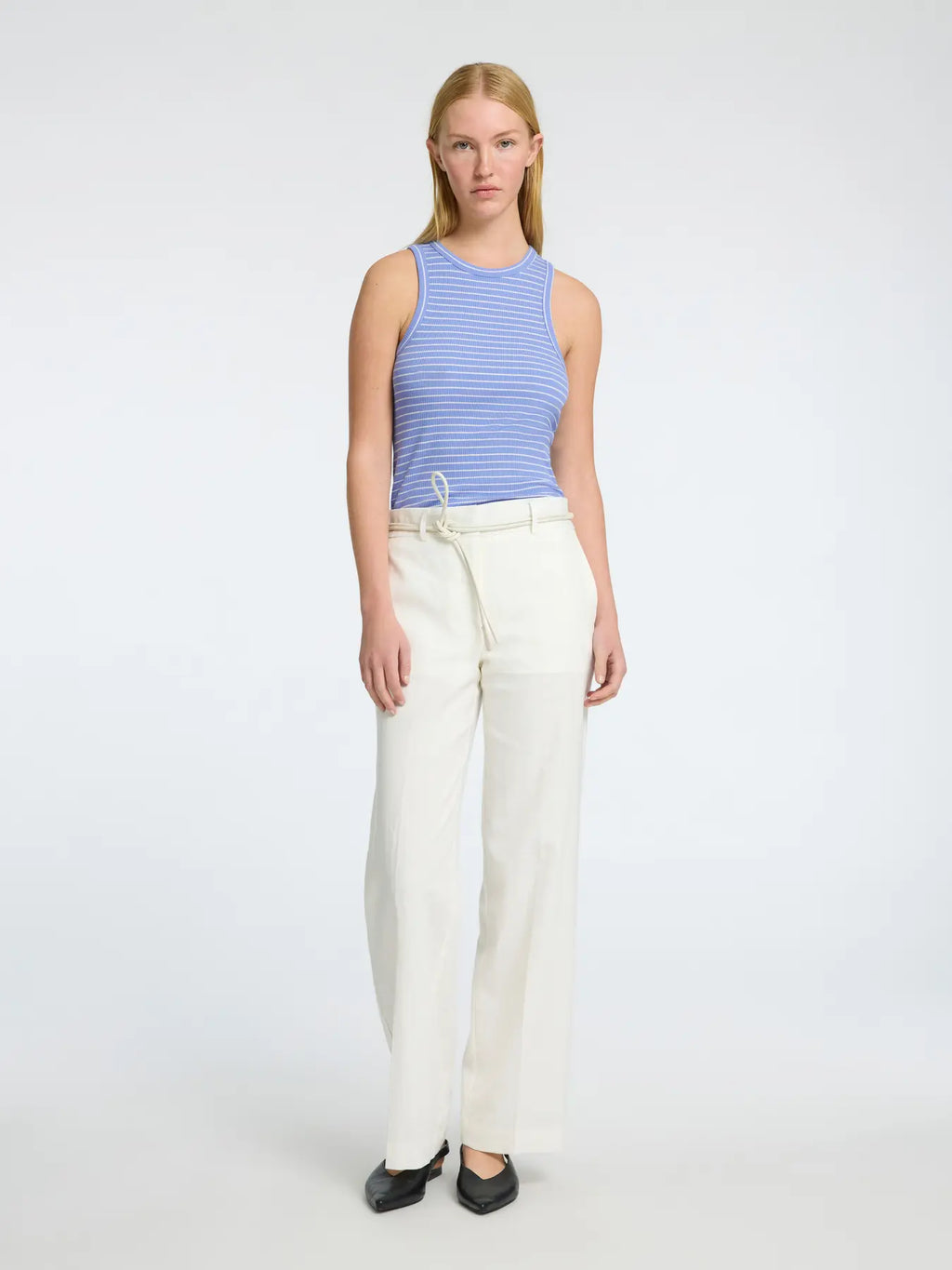 picture of Selected Femme Anna Striped Tank Top Cornflower Blue Snow White - Number Two - womens - fashion - ethical -