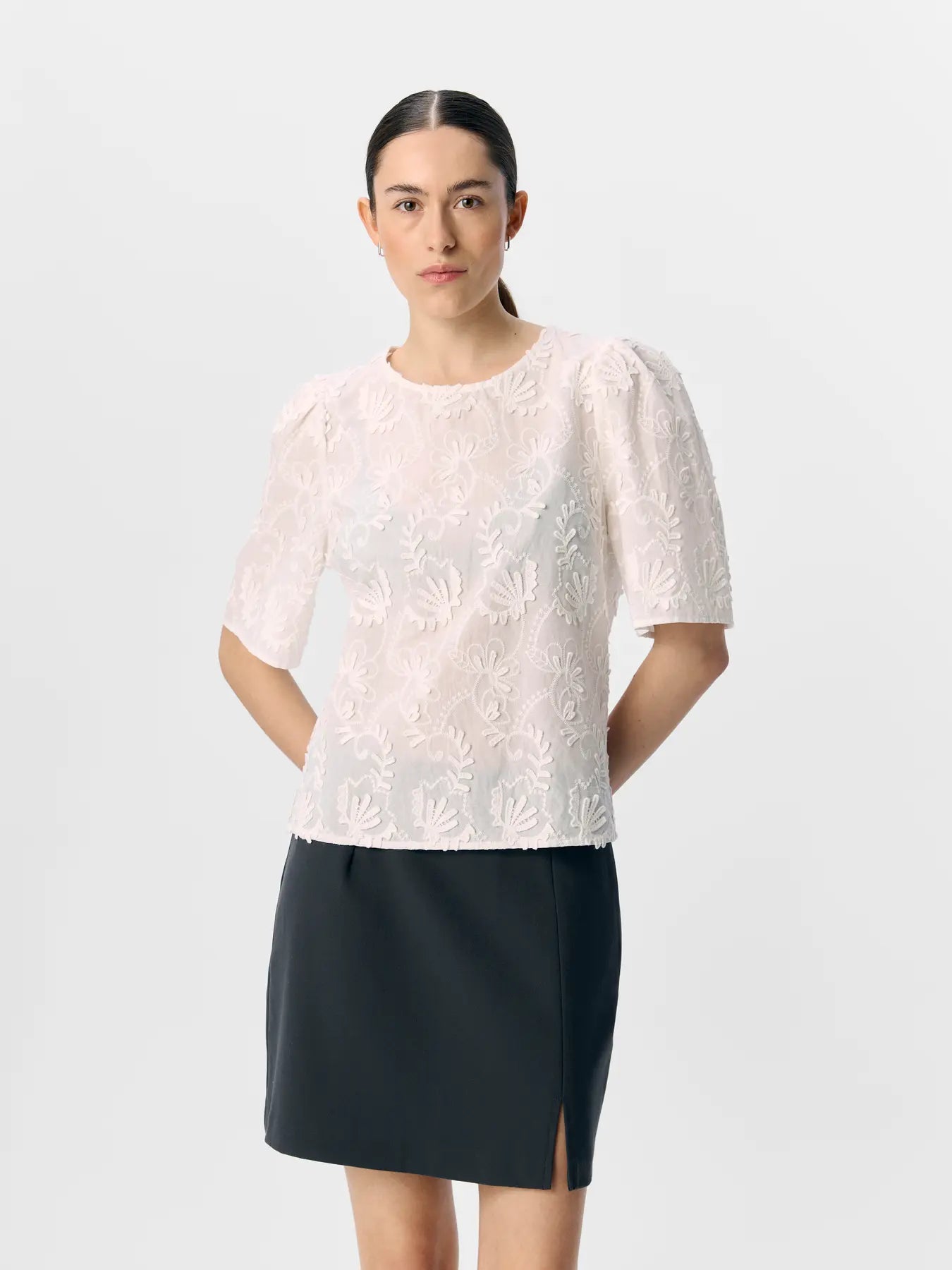picture of Object Mya Top - Cloud Dancer - Number Two - womens - fashion - clothing - Object 3