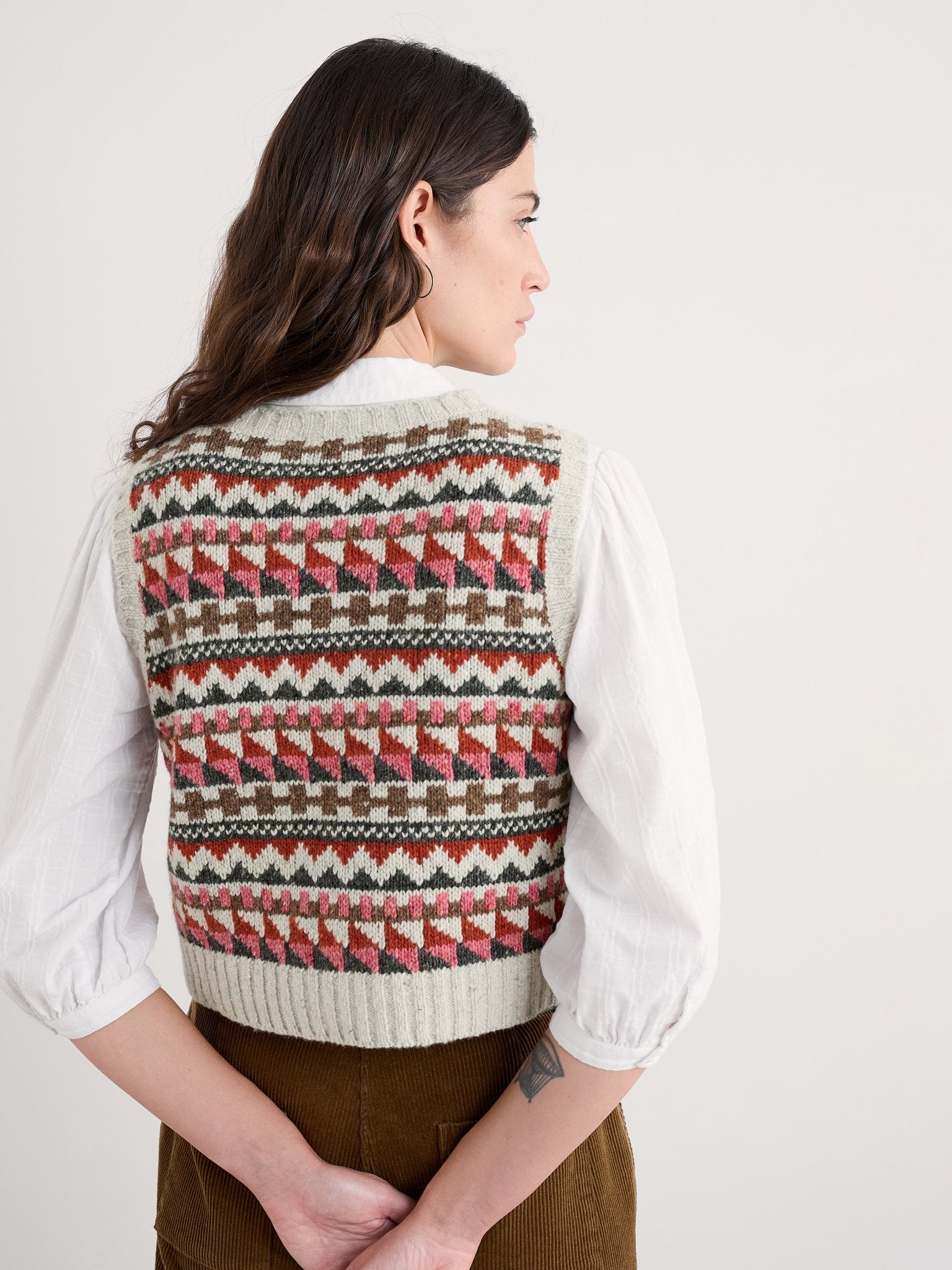 picture of Seasalt Dawson Pick Vest Fairisle - Zig Zag Geo Aran Red Saul - Number Two - womens - fashion - clothing - Seasalt 6