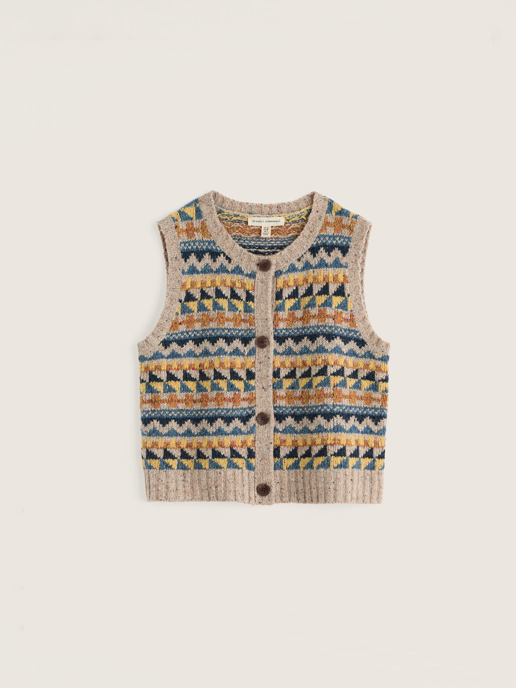Seasalt Dawson Pick Zig Zag Vest Fairisle - Marine Mix