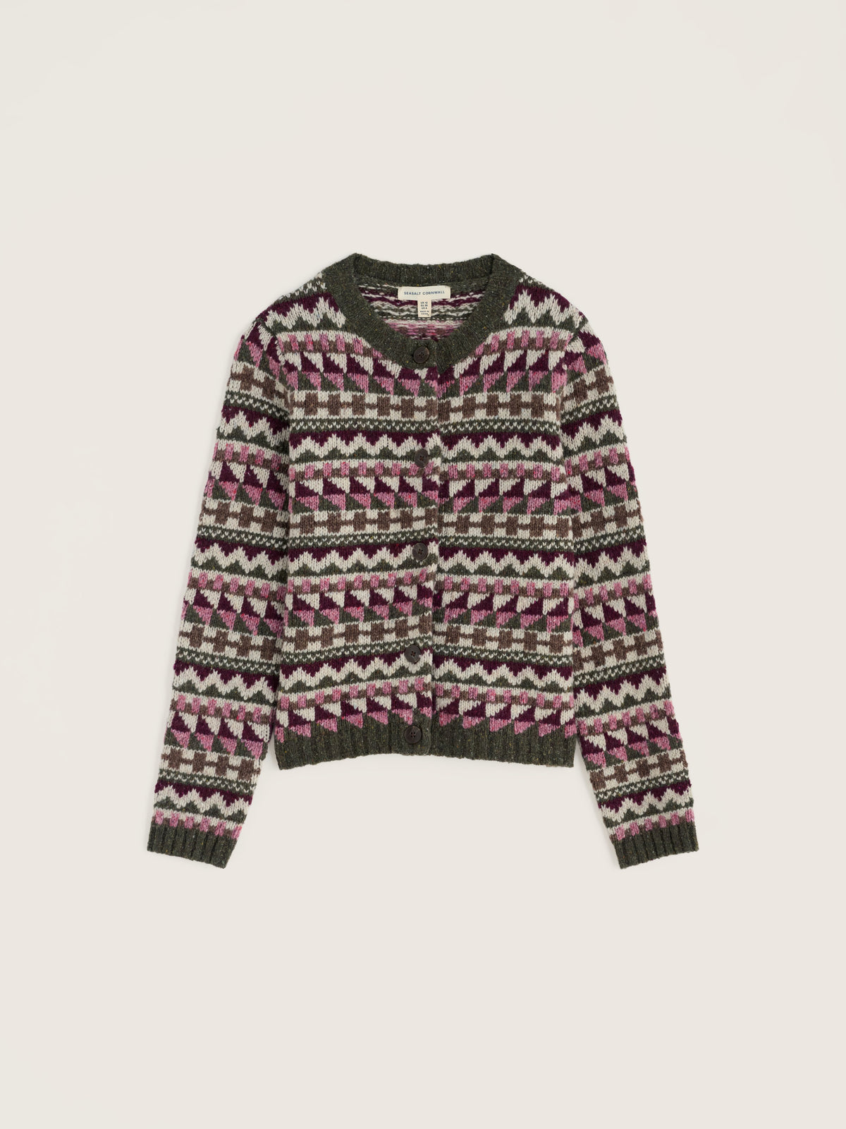 Seasalt Dawson Pick Zig Zag Cardigan Fairisle - Dark Hellebore