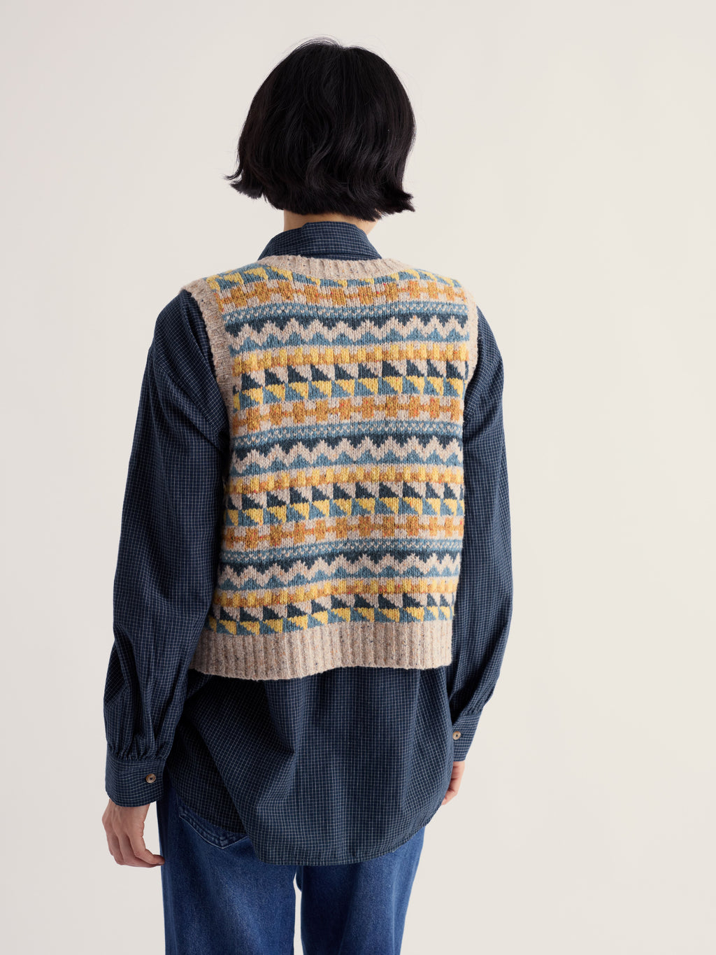 Seasalt Dawson Pick Zig Zag Vest Fairisle - Marine Mix