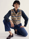 Seasalt Dawson Pick Zig Zag Vest Fairisle - Marine Mix