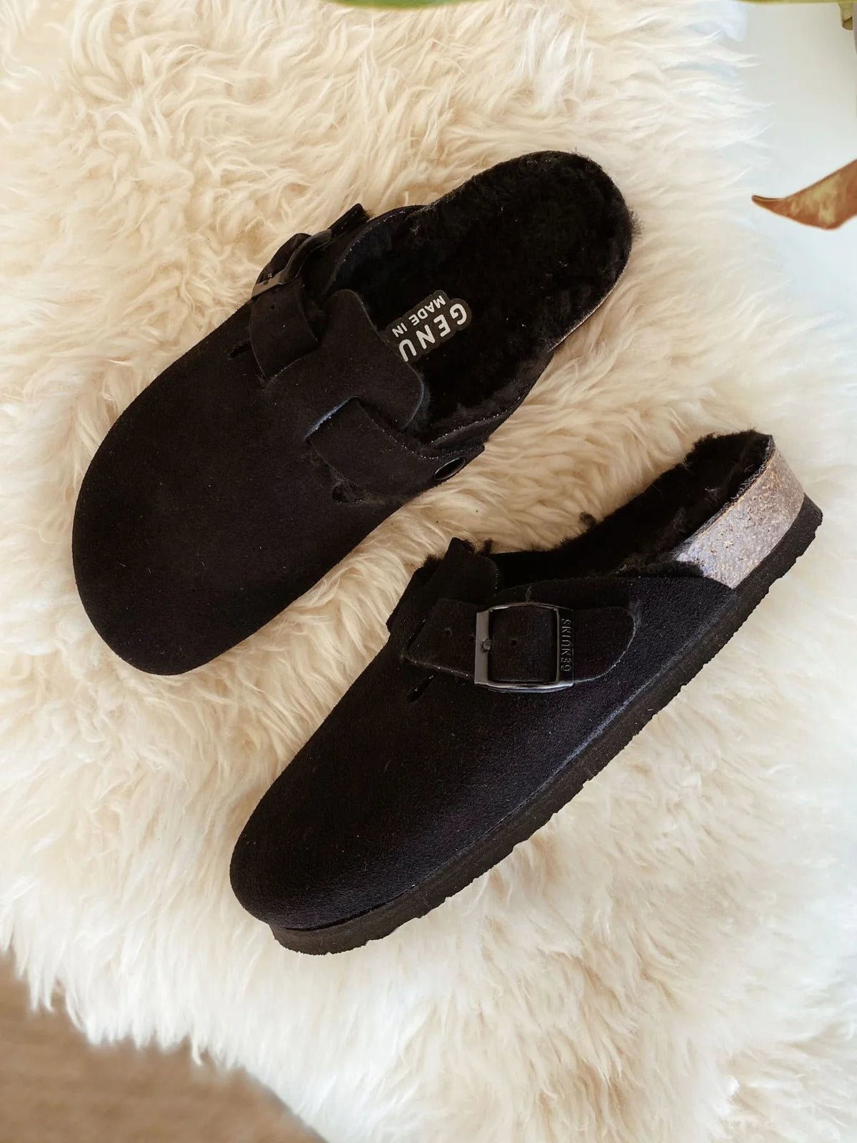 picture of Genuins Riva Suede Wool Clog - Black - Number Two - womens - fashion - Footwear - Genuins 4