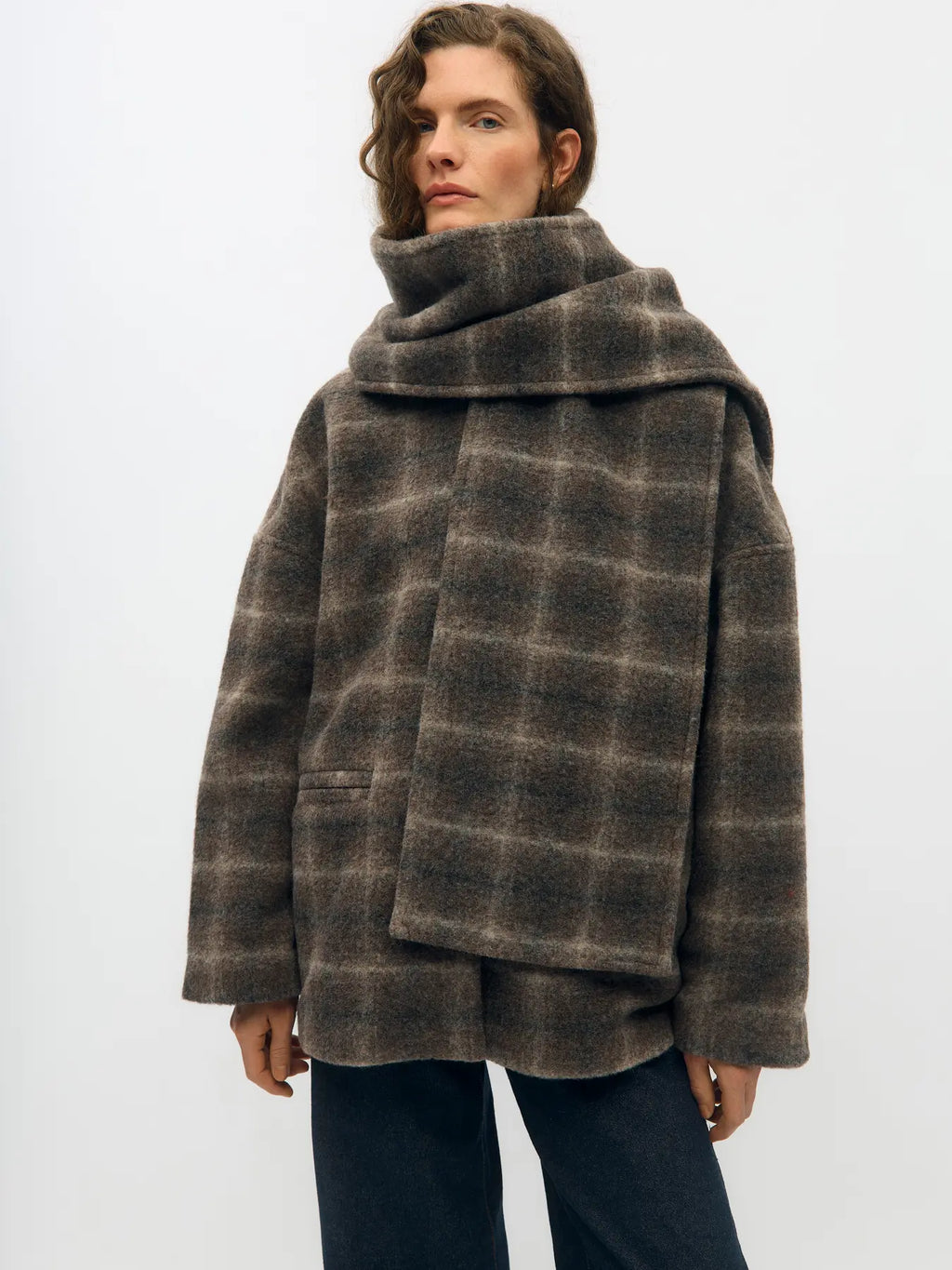 picture of Object Maise Scarf Jacket - Carafe/Check - Number Two - womens - fashion - clothing - Object 2