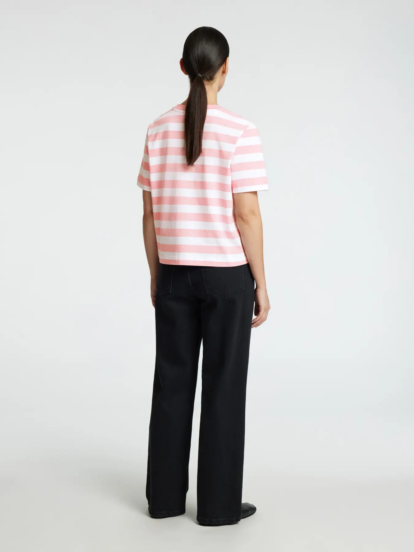 Selected Femme Essential SS Striped Boxy Tee Bleached Mauve White Stripe