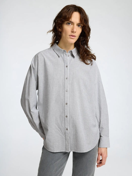 Selected Femme Nova LS Oversized Oxford Shirt Dark Sapphire Stripe
