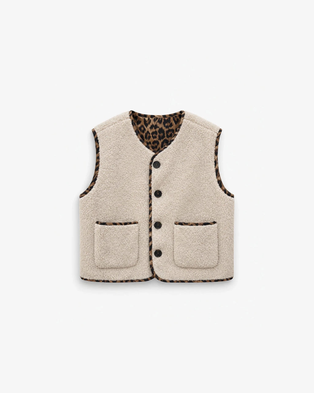 picture of Grace & Mila Alexis Cord/Teddy Reversible Gilet - Leopard/Beige - Number Two - womens - fashion - clothing - Grace & Mila 6